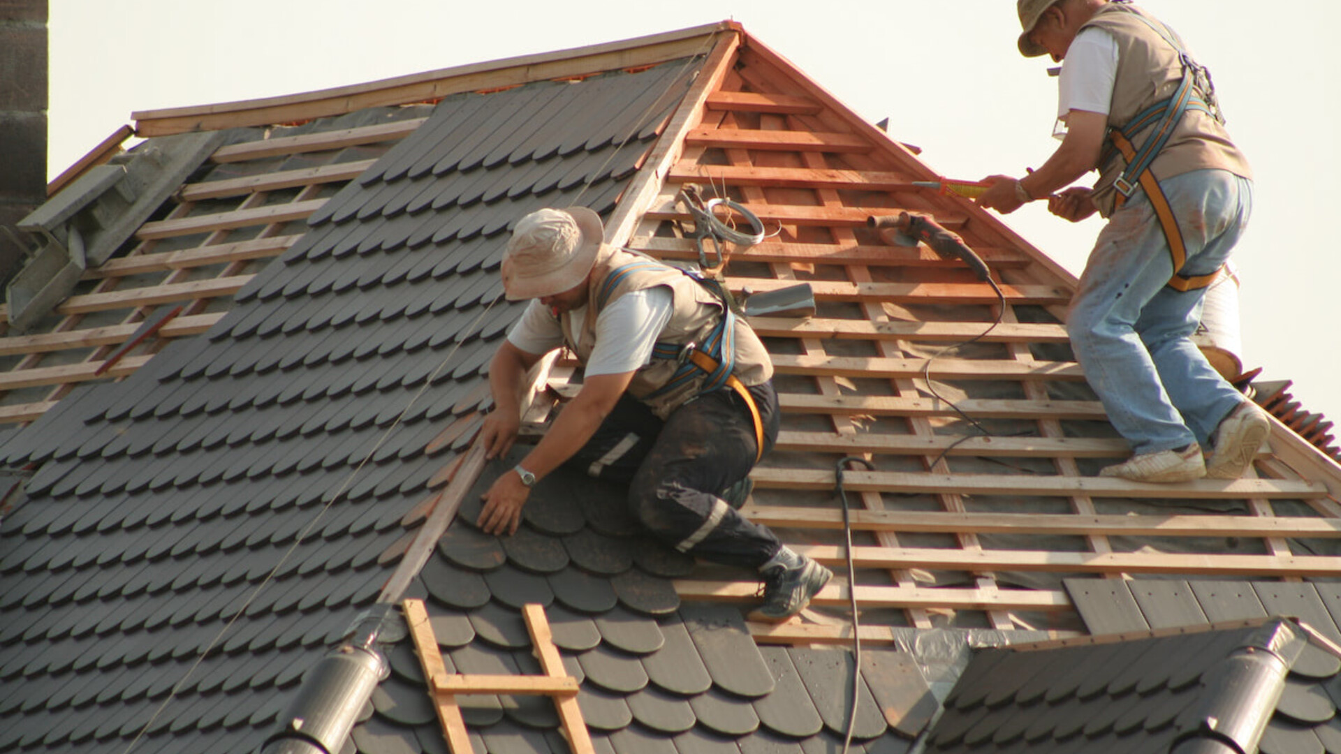 Roofer working